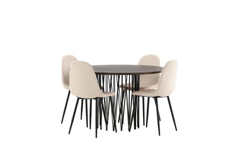 Stone Matgrupp 120 cm Rund med 4 Polar stolar - Beige - Products - Möbler - Bord & matgrupp - Matgrupp