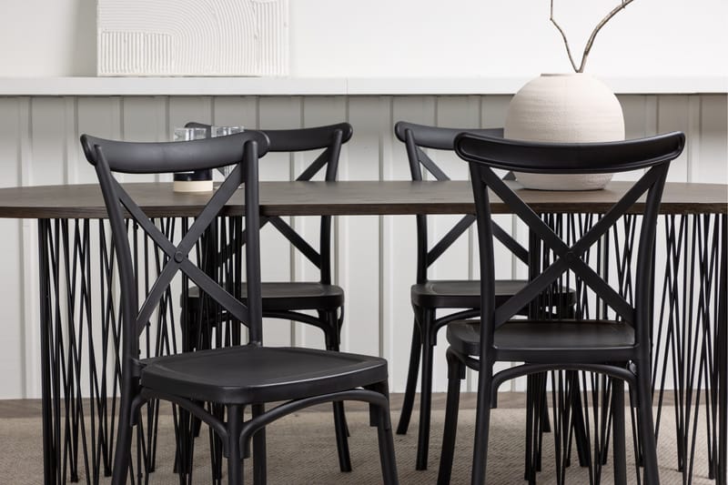 Stone Matgrupp 220 cm Oval med 4 Crosett stolar - Svart - Products - Möbler - Bord & matgrupp - Matgrupp