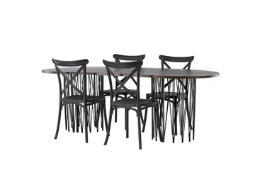 Stone Matgrupp 220 cm Oval med 4 Crosett stolar - Svart - Products - Möbler - Bord & matgrupp - Matgrupp