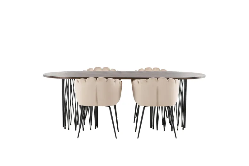 Stone Matgrupp 220 cm Oval med 4 Limhamn stolar - Beige - Products - Möbler - Bord & matgrupp - Matgrupp