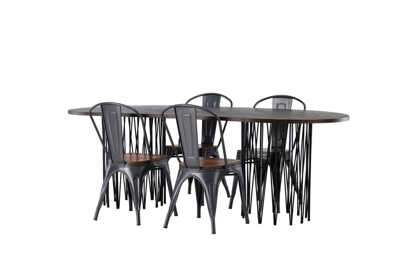 Stone Matgrupp 220 cm Oval med 4 Tempe stolar - Mocca - Products - Möbler - Bord & matgrupp - Matgrupp