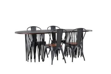 Stone Matgrupp 220 cm Oval med 4 Tempe stolar - Mocca - Products - Möbler - Bord & matgrupp - Matgrupp