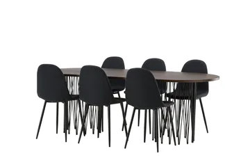 Stone Matgrupp 220 cm Oval med 6 Polar stolar - Svart - Products - Möbler - Bord & matgrupp - Matgrupp