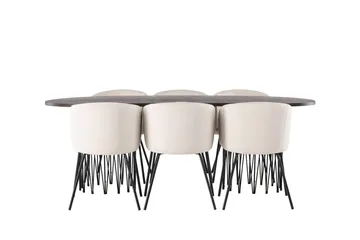 Stone Matgrupp 220 cm Rektangulär med 6 Berit stolar - Beige - Products - Möbler - Bord & matgrupp - Matgrupp