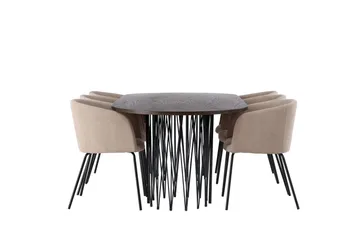 Stone Matgrupp 220 cm Rektangulär med 6 Berit stolar - Beige - Products - Möbler - Bord & matgrupp - Matgrupp