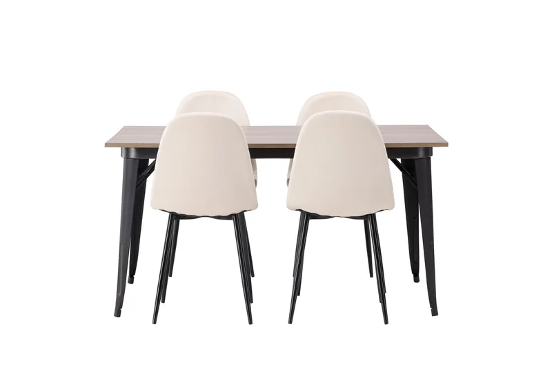 Tempe Matgrupp 140 cm Rektangulär med 4 Polar stolar, Beige