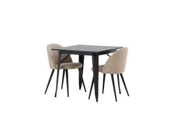 Tempe Matgrupp 80 cm Rektangulär med 2 Velvet stolar - Beige - Products - Möbler - Bord & matgrupp - Matgrupp