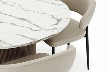 Uppveda Matbord 120 cm Rund med 4 Sawako Stolar - Brun - Products - Möbler - Bord & matgrupp - Matgrupp