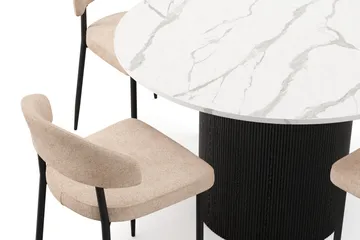 Uppveda Matbord 120 cm Rund med 4 st Jairam Matstolar - Svart/Vit - Products - Möbler - Bord & matgrupp - Matgrupp