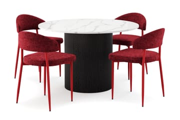 Uppveda Matbord 120 cm Rund med 4 st Jairam Matstolar - Svart/Vit - Products - Möbler - Bord & matgrupp - Matgrupp