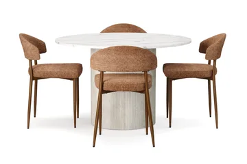 Uppveda Matbord 120 cm Rund med 4 st Jairam Matstolar - Vit - Products - Möbler - Bord & matgrupp - Matgrupp