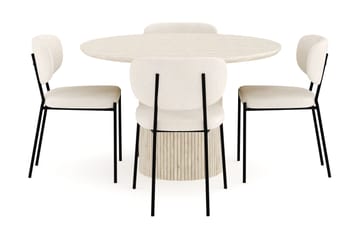 Uppveda Matgrupp 120 cm Rund med 4 Gemmiano Matstolar - Travetin - Products - Möbler - Bord & matgrupp - Matgrupp