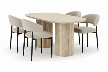 Uppveda Ovalt Matbord 180x90 cm med 4 Sawako Stolar - Beige - Products - Möbler - Bord & matgrupp - Matgrupp