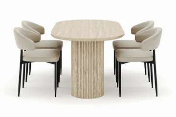 Uppveda Ovalt Matbord 180x90 cm med 4 Sawako Stolar - Beige - Products - Möbler - Bord & matgrupp - Matgrupp