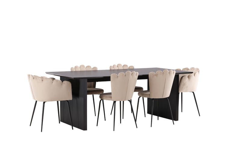 Vail Matgrupp 200 cm Rektangulär med 4 Limhamn stolar - Beige - Products - Möbler - Bord & matgrupp - Matgrupp