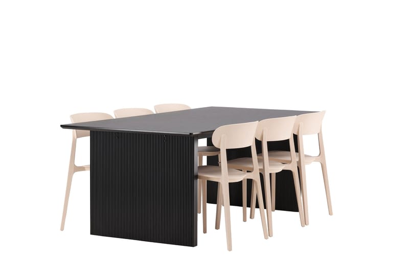 Vail Matgrupp 200 cm Rektangulär med 6 Åstol stolar - Svart - Products - Möbler - Bord & matgrupp - Matgrupp