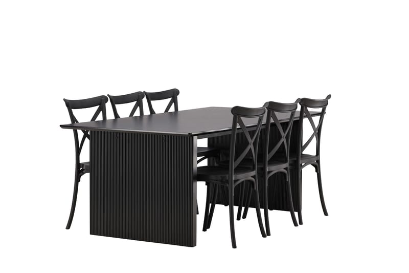 Vail Matgrupp 200 cm Rektangulär med 6 Crosett stolar - Svart - Products - Möbler - Bord & matgrupp - Matgrupp