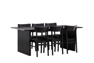 Vail Matgrupp 200 cm Rektangulär med 6 Montros stolar - Svart - Products - Möbler - Bord & matgrupp - Matgrupp