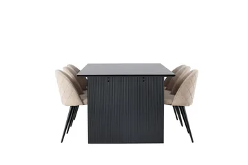 Vail Matgrupp 200 cm Rektangulär med 6 Velvet stolar - Beige - Products - Möbler - Bord & matgrupp - Matgrupp