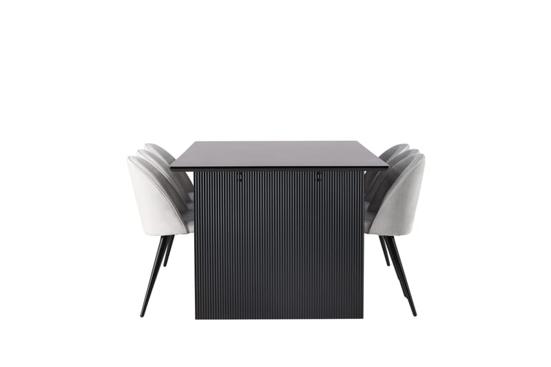 Vail Matgrupp 200 cm Rektangulär med 6 Velvet stolar - Svart - Products - Möbler - Bord & matgrupp - Matgrupp