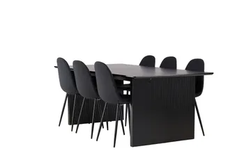 Vail Matgrupp 200 cm Rektangulär med 6 Polar stolar - Svart - Products - Möbler - Bord & matgrupp - Matgrupp