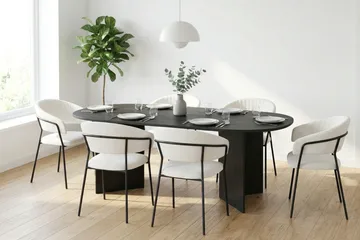 Vera Matgrupp rektangulärt 180 cm Svart med 6 Karol Matstolar - Svart - Products - Möbler - Bord & matgrupp - Matgrupp