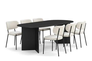 Vera Matgrupp rektangulärt 220 cm Svart med 6 Gemmiano Matstolar - Svartlaserad ek - Products - Möbler - Bord & matgrupp - Matgrupp