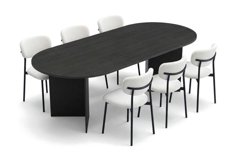 Vera Matgrupp rektangulärt 220 cm Svart med 6 Lucy Matstolar - Svart - Products - Möbler - Bord & matgrupp - Matgrupp