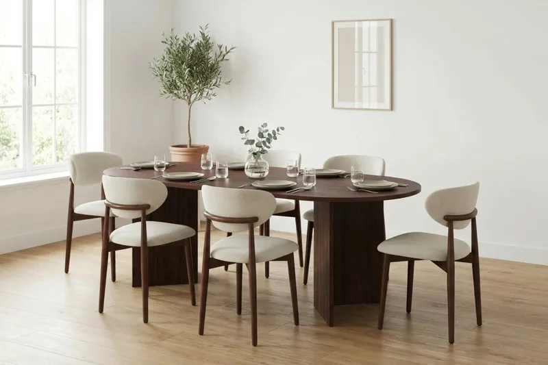 Vera Matgrupp rektangulärt 220 cm Valnöt med 6 Molly Matstolar - Valnöt - Products - Möbler - Bord & matgrupp - Matgrupp
