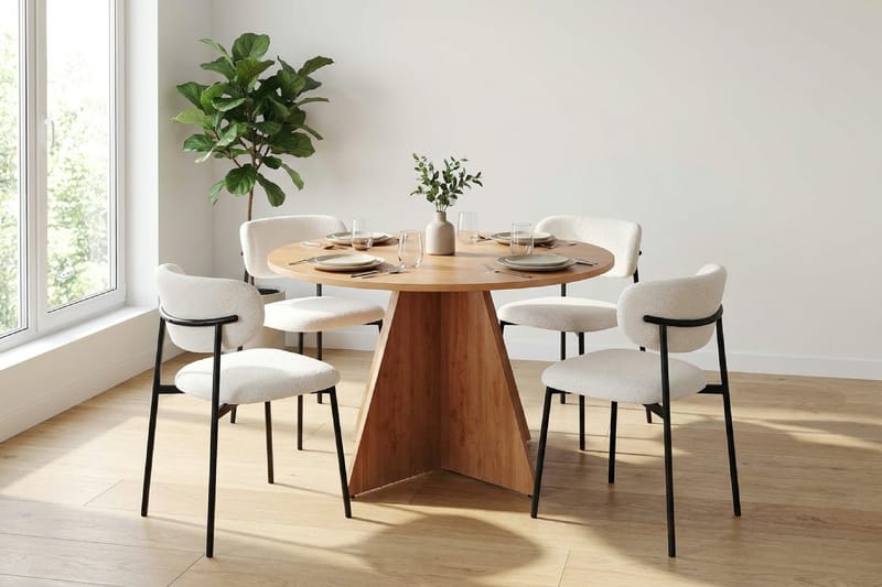 Vera Matgrupp runt 110 cm Ek med 4 Lucy Matstolar - Ek - Products - Möbler - Bord & matgrupp - Matgrupp