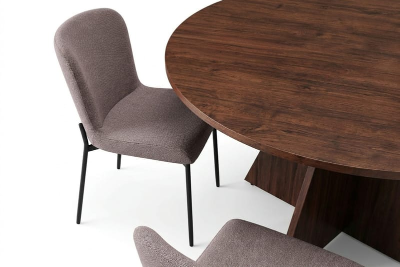 Vera Matgrupp runt 130 cm Valnöt med 6 Elsie Matstolar - Valnöt - Products - Möbler - Bord & matgrupp - Matgrupp