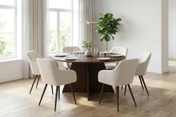 Vera Matgrupp runt 150 cm Valnöt med 6 Filippa Matstolar - Valnöt - Products - Möbler - Bord & matgrupp - Matgrupp