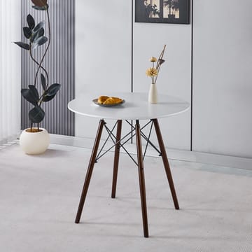 Vilgot runt matbord med bruna ben - Ø80 cm - Vit/Brun - Products - Möbler - Bord & matgrupp - Matbord & köksbord