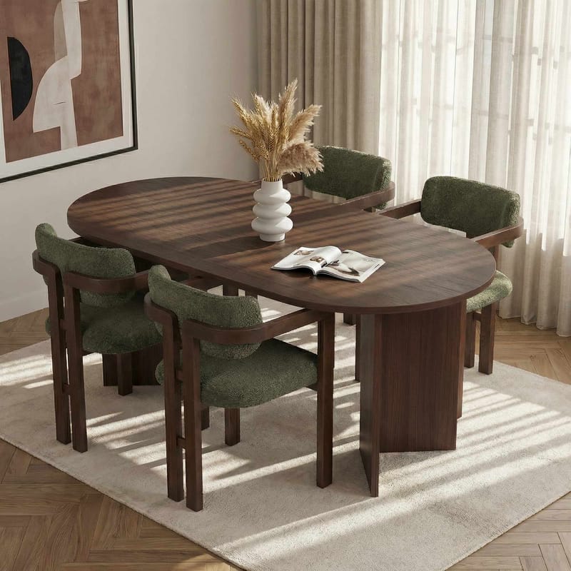 Vintar Matbord- och stolset 180x75x90 cm 5 delar - Milano Walnut, Dark Walnut, Green - Products - Möbler - Bord & matgrupp - Matgrupp