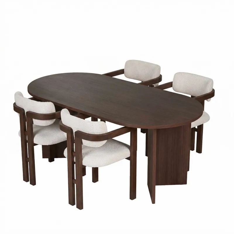 Vintar Matbord- och stolset 180x75x90 cm 5 delar - Milano Walnut, Dark Walnut, vit - Products - Möbler - Bord & matgrupp - Matgrupp