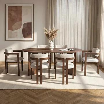Vintar Matbord- och stolset 180x75x90 cm 7 delar - Milano Walnut, Dark Walnut, vit - Products - Möbler - Bord & matgrupp - Matgrupp