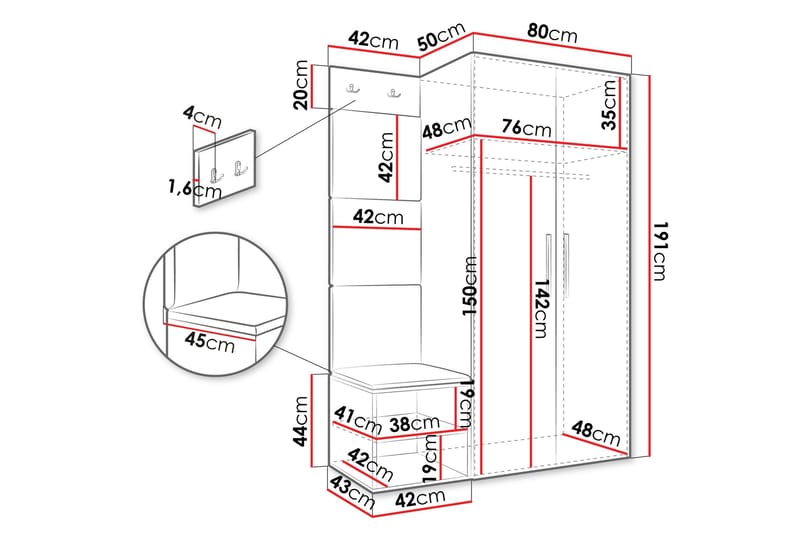 Farosa Hallmöbelset - Vit - Products - Möbler - Hallmöbler - Möbelset för hall & entre