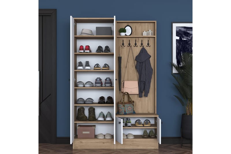 Hooda Hallmöbelset Brun/Vit - Hanah Home - Products - Möbler - Hallmöbler - Möbelset för hall & entre