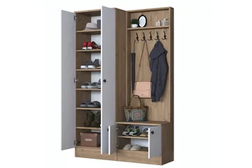 Hooda Hallmöbelset Brun/Vit - Hanah Home - Products - Möbler - Hallmöbler - Möbelset för hall & entre