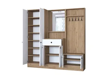 Hooda Hallmöbelset Brun/Vit - Hanah Home - Products - Möbler - Hallmöbler - Möbelset för hall & entre