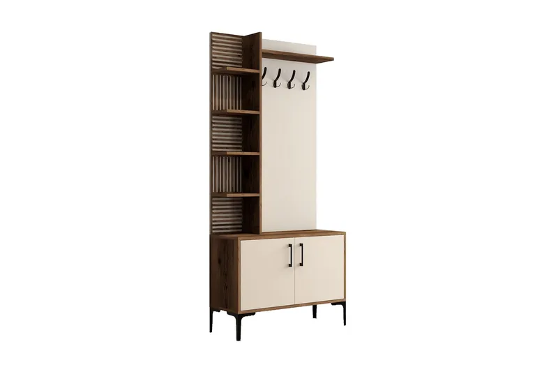 Schmida Hallmöbelset 90 cm - Mörkbrun/Beige - Products - Möbler - Hallmöbler - Möbelset för hall & entre