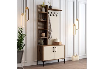 Schmida Hallmöbelset 90 cm - Mörkbrun/Beige - Products - Möbler - Hallmöbler - Möbelset för hall & entre
