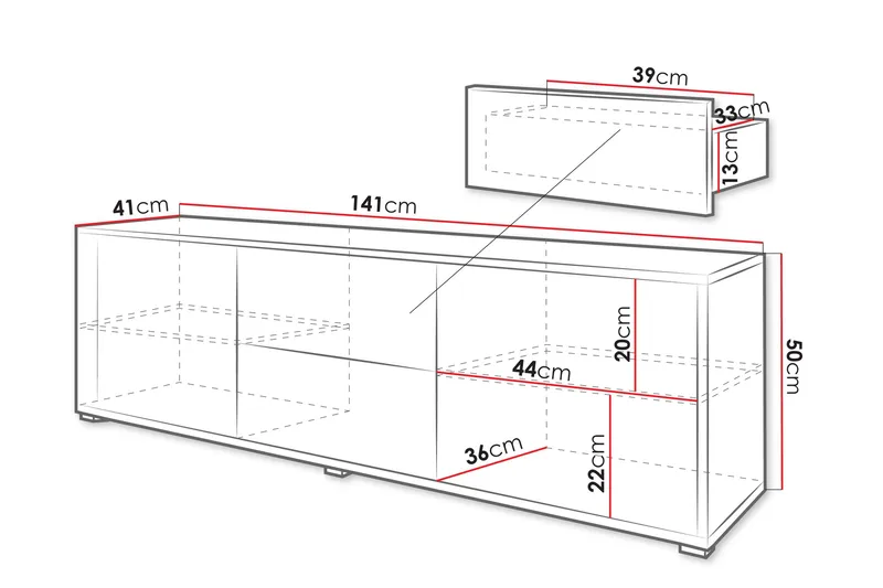 Agawal Tv-bänk 141 cm - Beige - Products - Möbler - TV- & Mediamöbler - TV bänk & mediabänk
