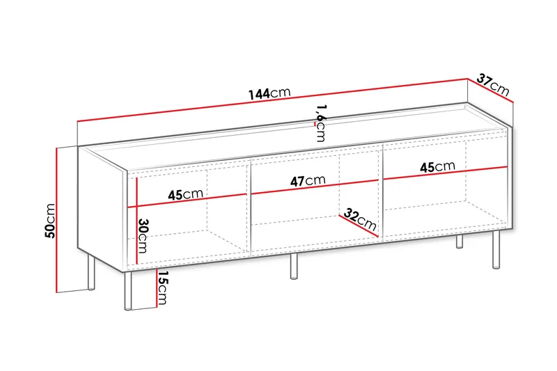 Akihito Tv-bänk 144 cm - Brun - Products - Möbler - TV- & Mediamöbler - TV bänk & mediabänk