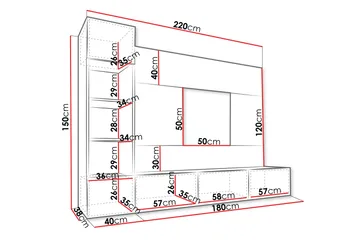 Bernice Tv-skåp 38x150 cm - Svart - Products - Möbler - TV- & Mediamöbler - TV-möbelset