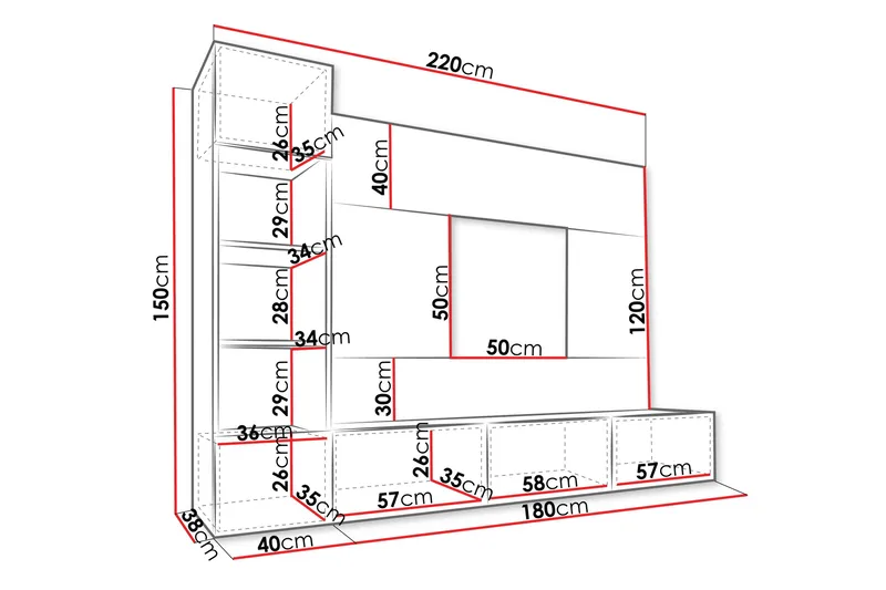 Bernice Tv-skåp 38x150 cm - Svart - Products - Möbler - TV- & Mediamöbler - TV-möbelset