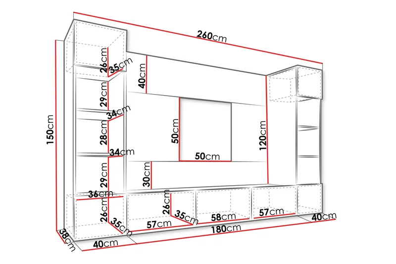 Bernice Tv-skåp 38x150 cm - Svart - Products - Möbler - TV- & Mediamöbler - TV-möbelset