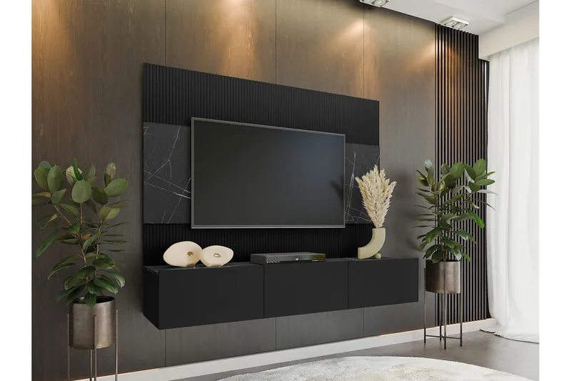 Bernice Tv-skåp 38x150 cm - Svart - Products - Möbler - TV- & Mediamöbler - TV-möbelset