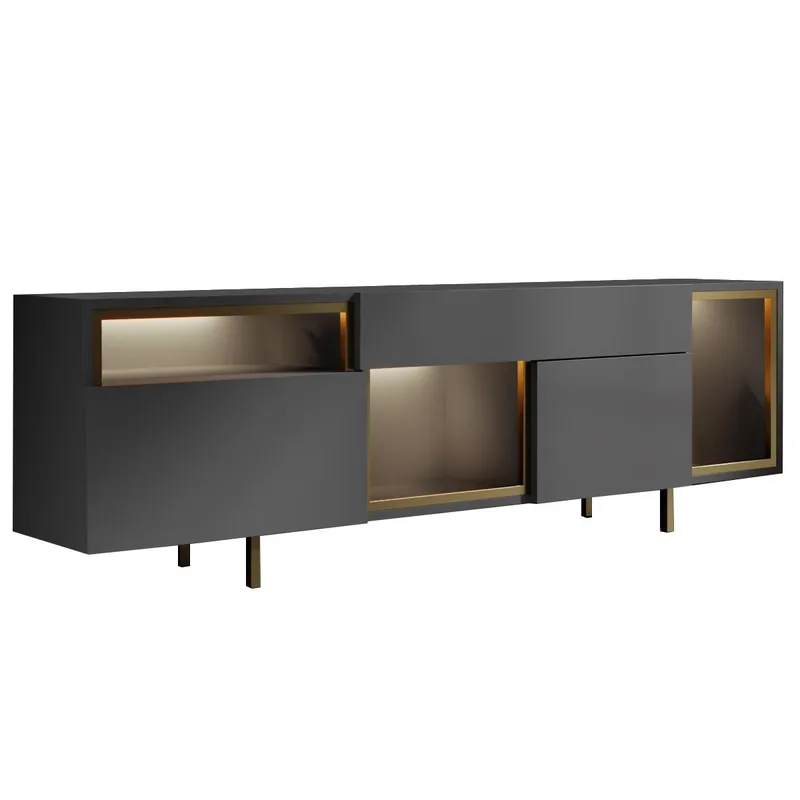 Denvar TV-bänk 180x55x32 cm - antracit och guld - Products - Möbler - TV- & Mediamöbler - TV bänk & mediabänk