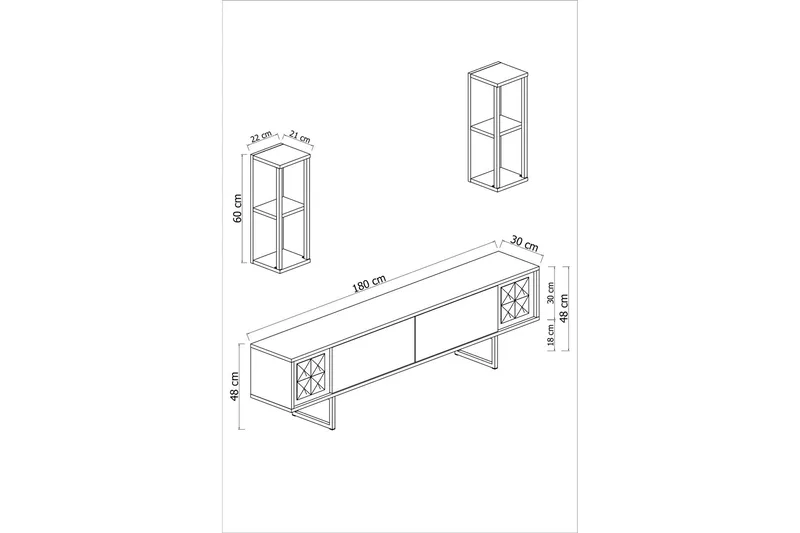 Erdem Tv-bänk 180 cm - Valnöt/Svart - Products - Möbler - TV- & Mediamöbler - TV bänk & mediabänk